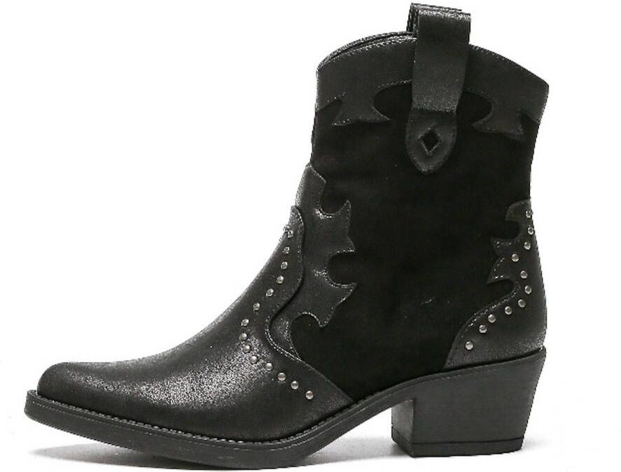 Weloveshoes Smile Favorites Dames Cowboylaarzen met Hak Zwart Suedine Metallic