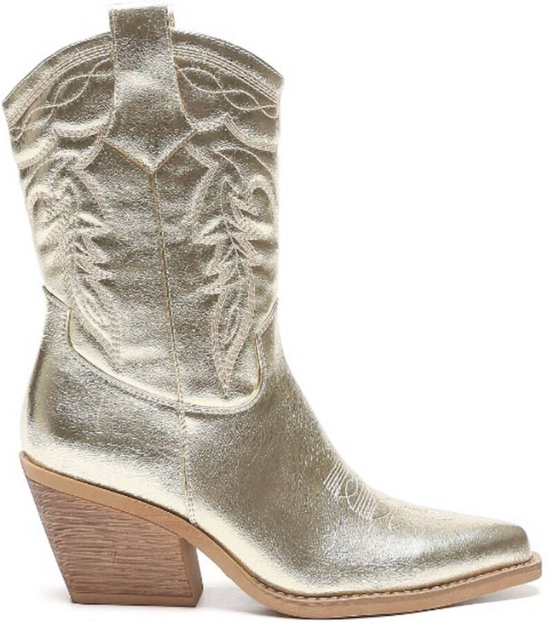 Weloveshoes Smile Favorites Dames Cowboylaarzen Western Goud Imitatieleer