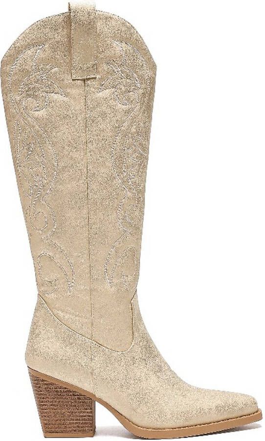 Weloveshoes Smile Favorites Dames Cowboylaarzen Western Goud Imitatieleer