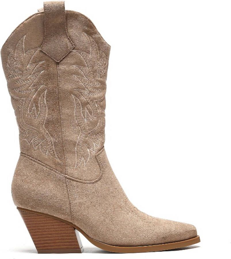 Weloveshoes Black Friday Deal Dames Cowboylaarzen met Hak Khaki