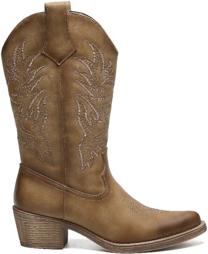 Weloveshoes Smile Favorites Dames Cowboylaarzen Western Khaki Imitatieleer