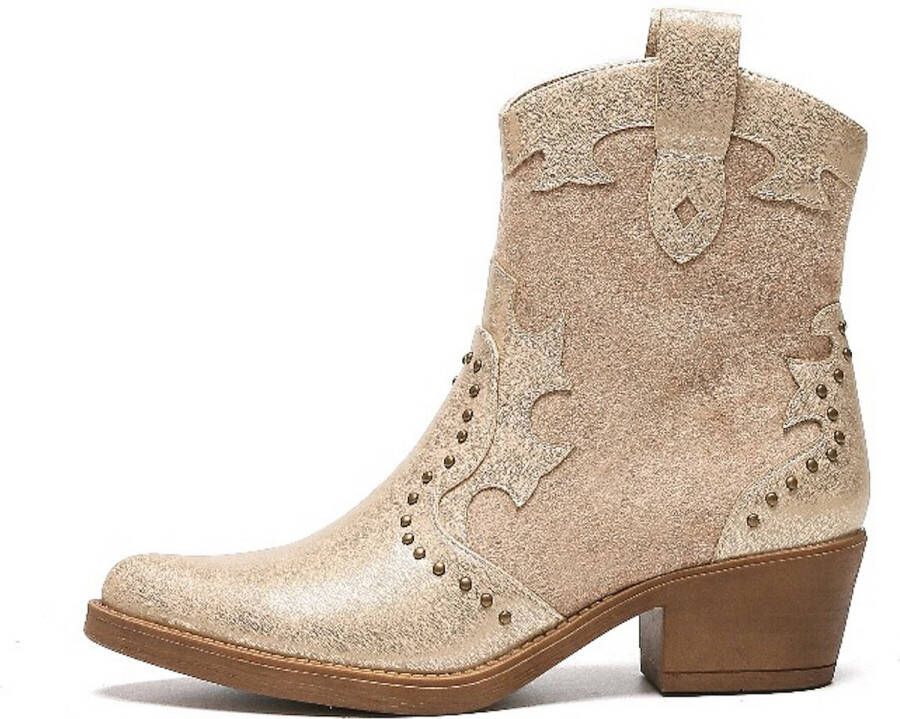 Weloveshoes Smile Favorites Dames Cowboylaarzen Western Khaki Suedine Goud