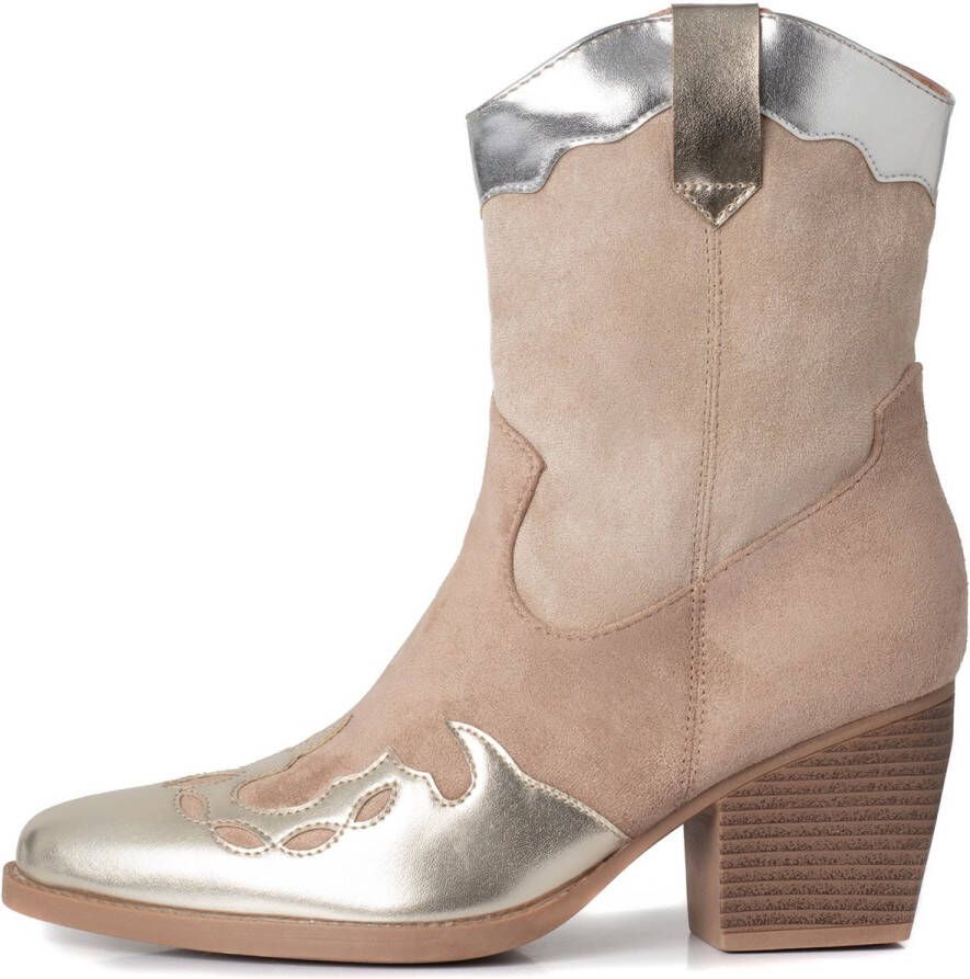 Weloveshoes Smile Favorites Dames Cowboylaarzen Western Kort Goud Imitatieleer
