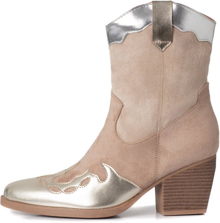 Weloveshoes Smile Favorites Dames Cowboylaarzen Western Kort Goud Imitatieleer