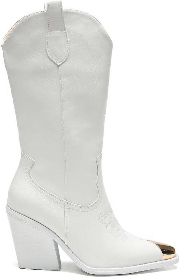 Weloveshoes Cyber Monday Deal Dames Cowboylaarzen Western Imitatieleer Wit