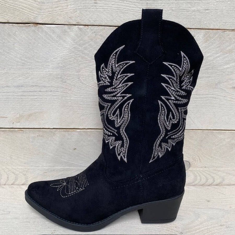 Weloveshoes Cyber Monday Deal Dames Cowboylaarzen met Hak Suedine Zwart - Foto 2