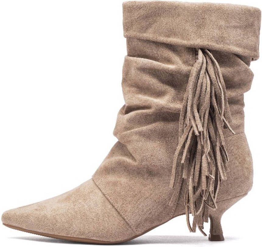 Weloveshoes Smile Favorites Dames Enkellaarzen Khaki Suedine