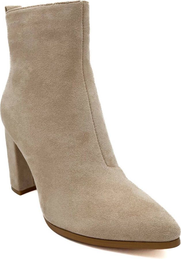 Weloveshoes Black Friday Deal Dames Enkellaarzen met Hak Suedine Beige