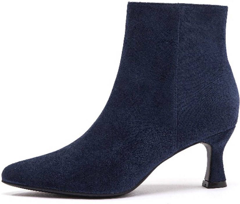 Weloveshoes Smile Favorites Dames Enkellaarzen met Hak Blauw Suedine