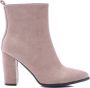 Weloveshoes Black Friday Deal Dames Enkellaarzen met Hak Suedine Taupe Nude - Thumbnail 1