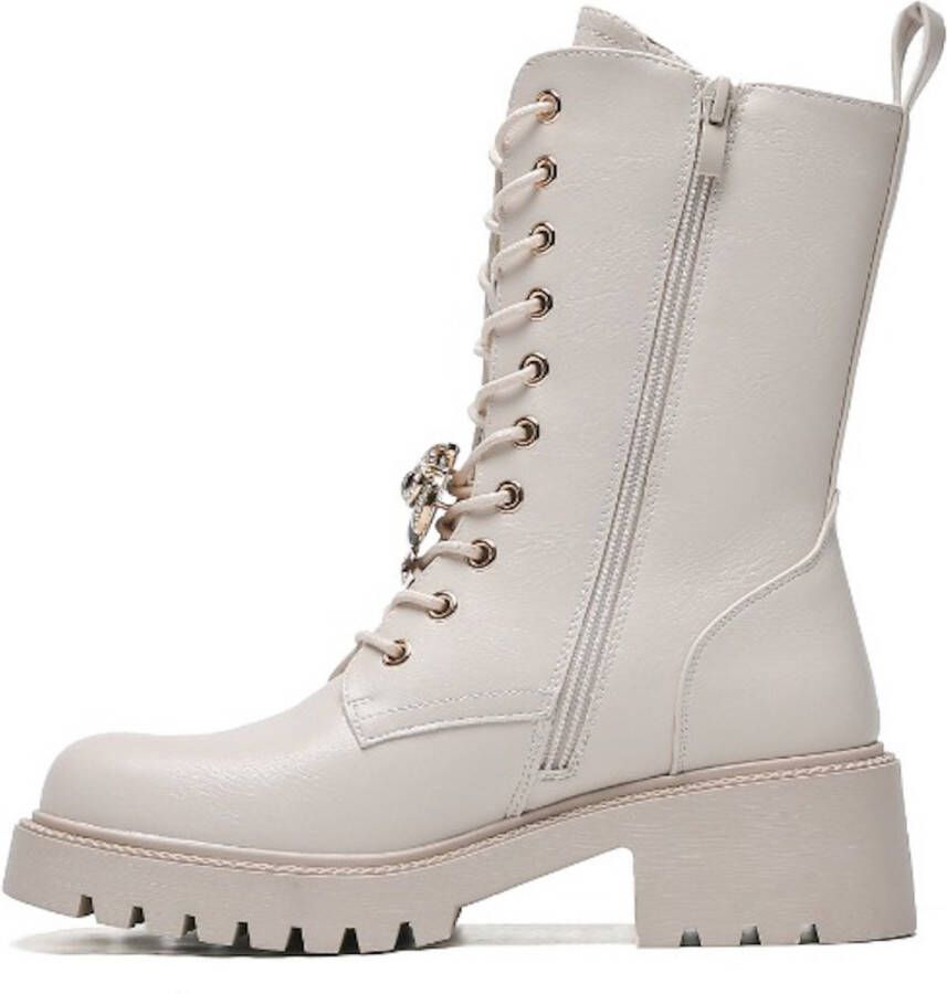 Weloveshoes Smile Favorites Dames Veterboots Zwart Imitatieleer