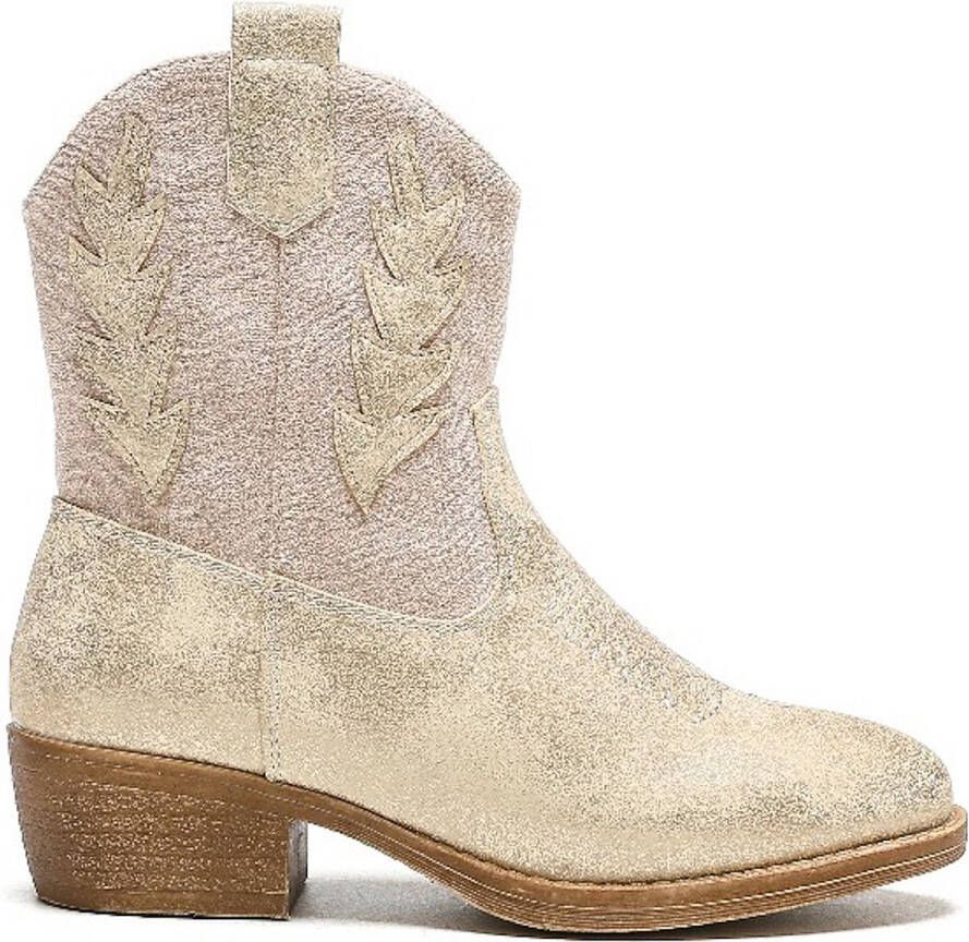 Weloveshoes Smile Favorites Meisjes Cowboylaarzen Beige Imitatieleer Suedine Goud