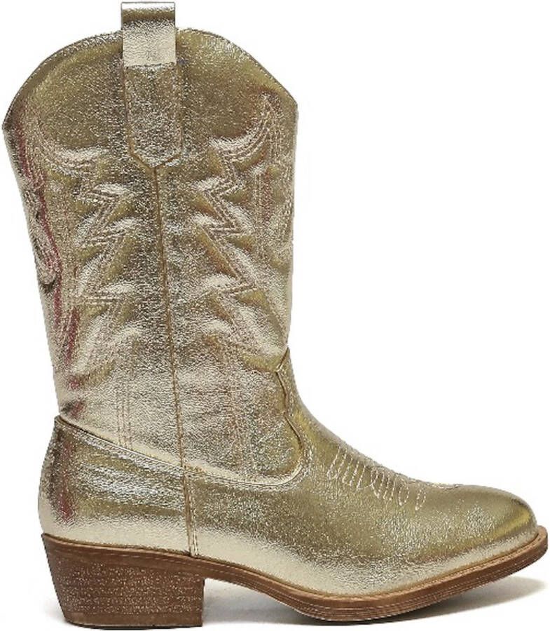 Weloveshoes Smile Favorites Meisjes Cowboylaarzen met Hak Goud Imitatieleer - Foto 2