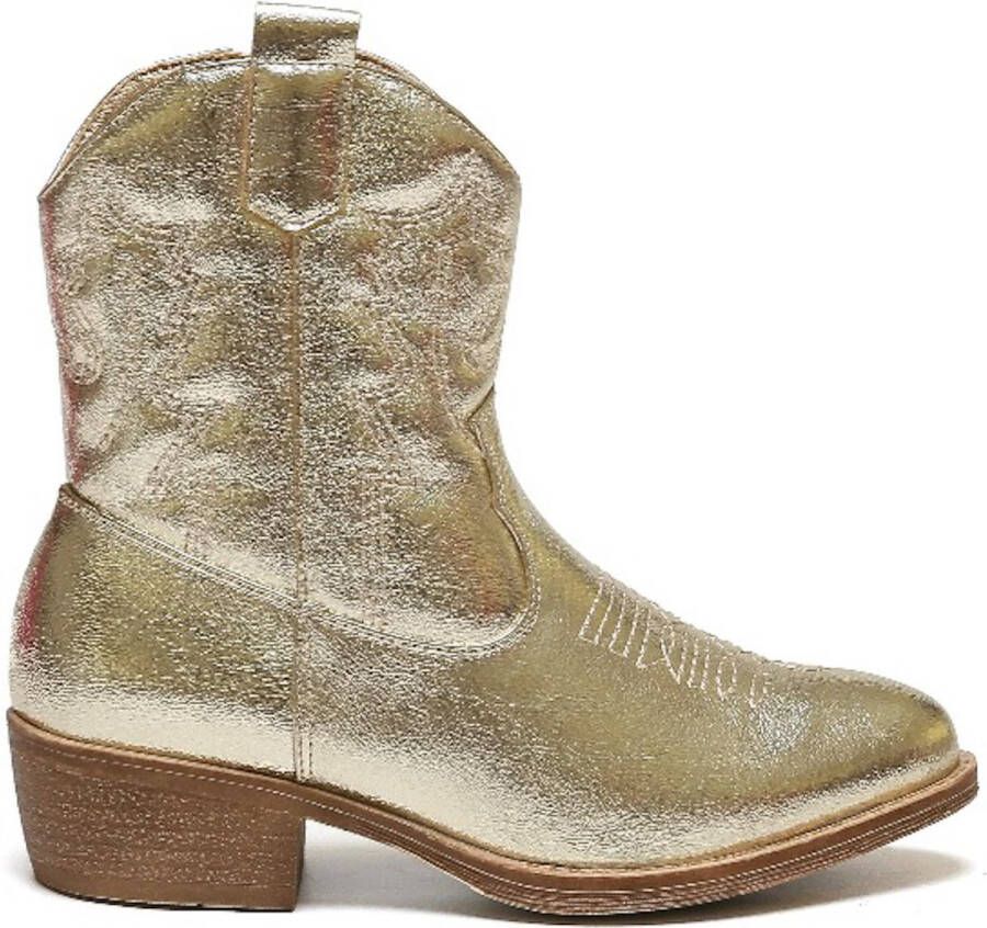 Weloveshoes Smile Favorites Meisjes Cowboylaarzen met Hak Kort Goud Imitatieleer
