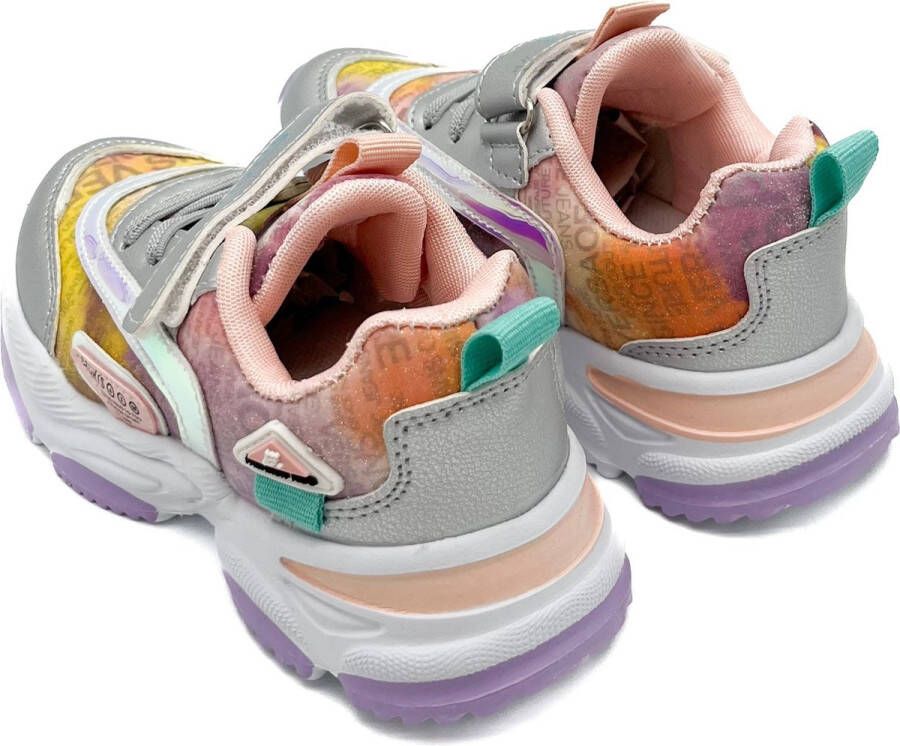 Weloveshoes Smile Favorites Meisjes Sneakers Grijs Zilver Imitatieleer