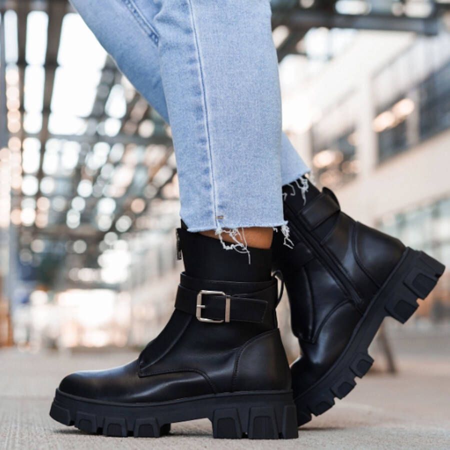 Weloveshoes SmileFavorites Biker boots Imitatieleer Zwart