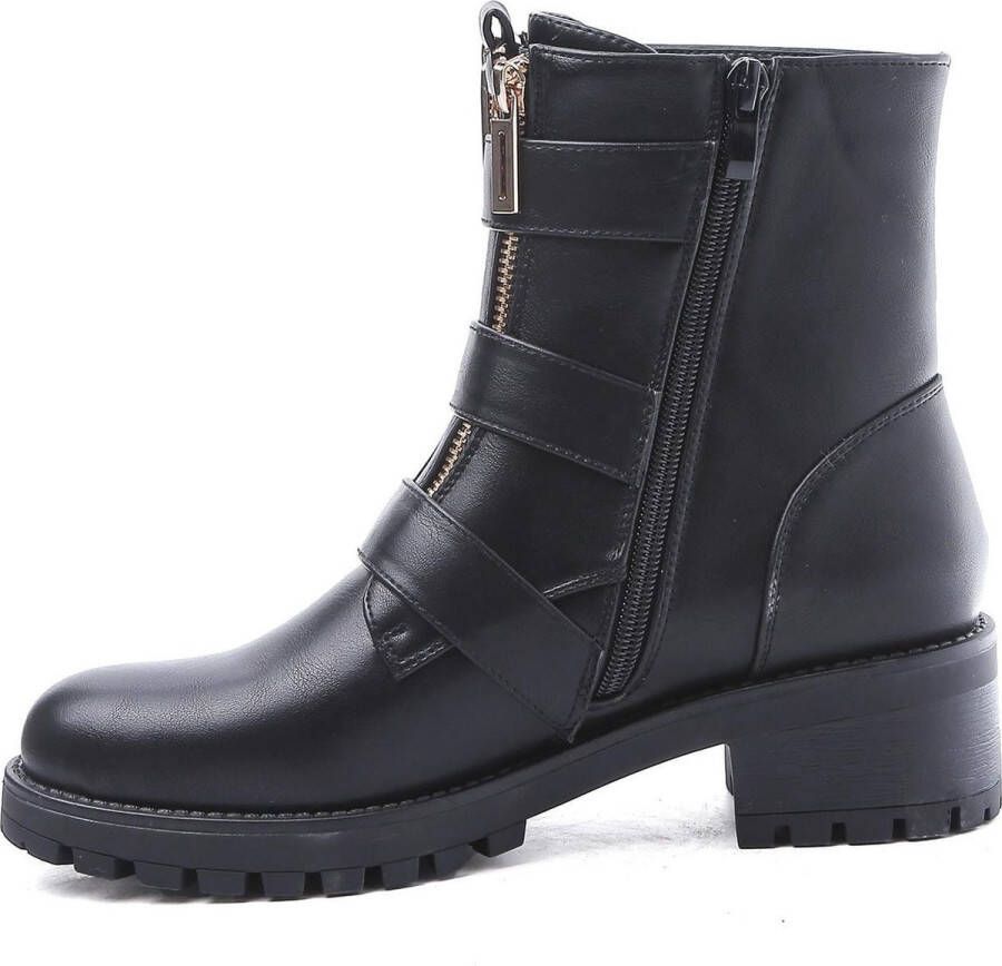 Weloveshoes SmileFavorites® Biker boots met Hak Imitatieleer Zwart