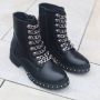Weloveshoes SmileFavorites Biker boots met Hak Zwart Imitatieleer - Thumbnail 2