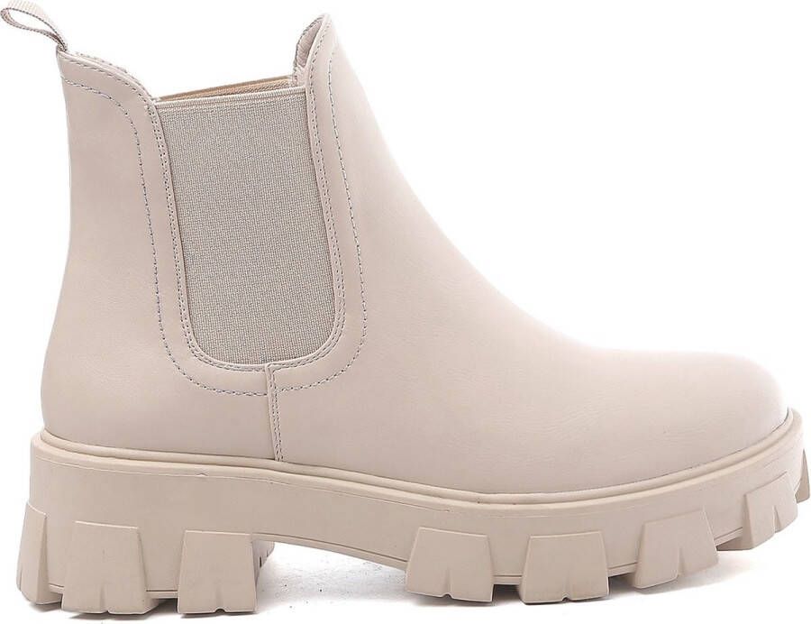 Weloveshoes SmileFavorites® Chelsea boots met Hak Imitatieleer Beige - Foto 1