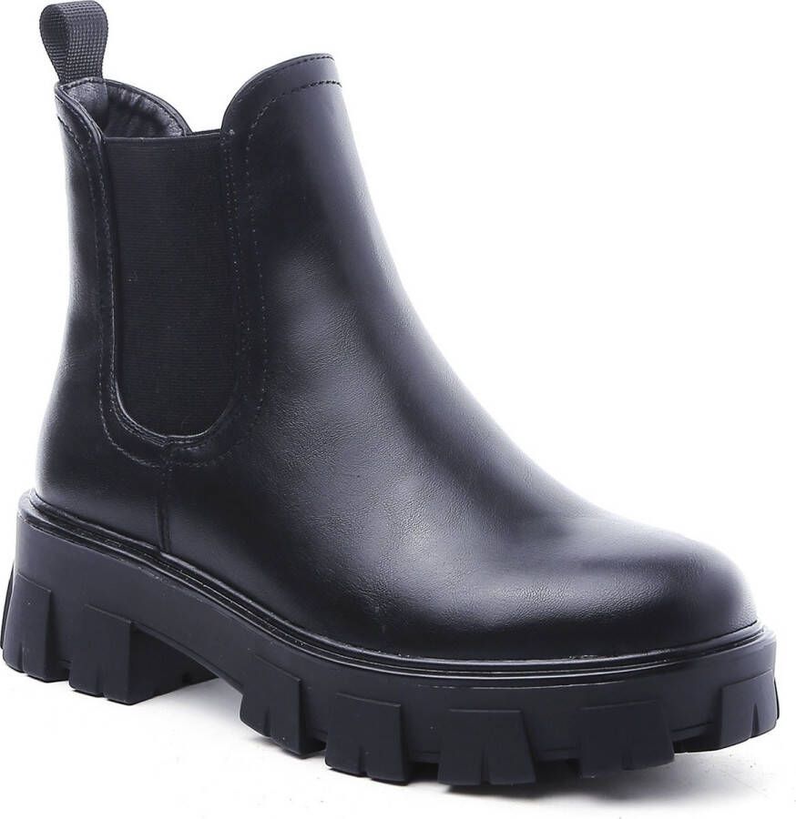 Weloveshoes SmileFavorites® Chelsea boots met Hak Imitatieleer Zwart - Foto 1