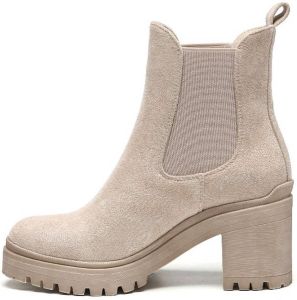 Weloveshoes SmileFavorites Chelsea boots met Hak Suedine Beige