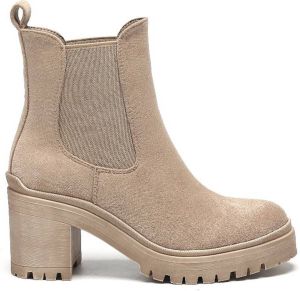 Weloveshoes SmileFavorites Chelsea boots met Hak Suedine Taupe Khaki