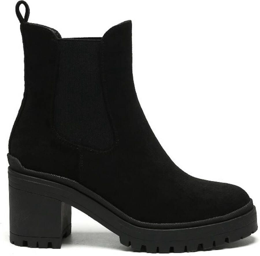 Weloveshoes SmileFavorites Chelsea boots met Hak Suedine Zwart