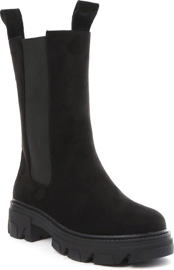 Weloveshoes SmileFavorites® Chelsea boots met Hak Suedine Zwart - Foto 3