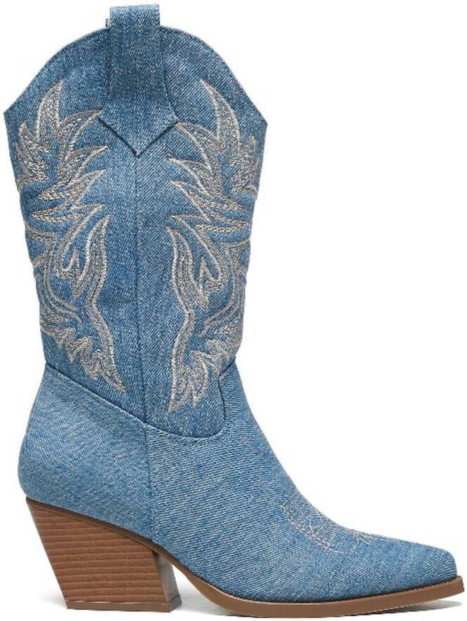 Weloveshoes SmileFavorites Dames Cowboylaarzen met Hak Blauw