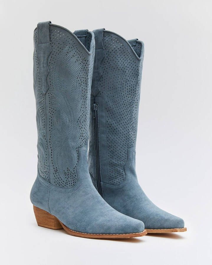 Weloveshoes SmileFavorites Dames Cowboylaarzen met Hak Blauw