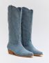 Weloveshoes SmileFavorites Dames Cowboylaarzen met Hak Blauw - Thumbnail 2