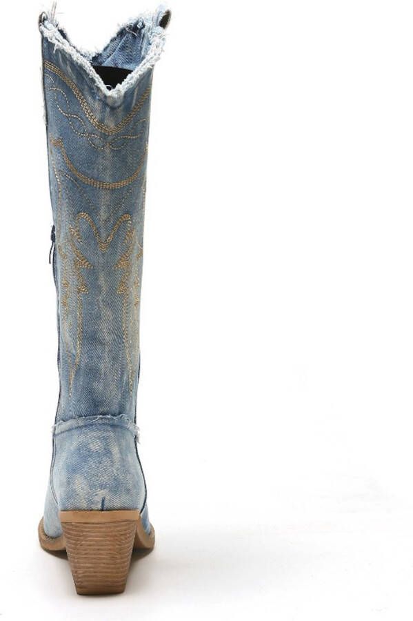 Weloveshoes Smile Favorites Dames Cowboylaarzen Western Blauw Stof