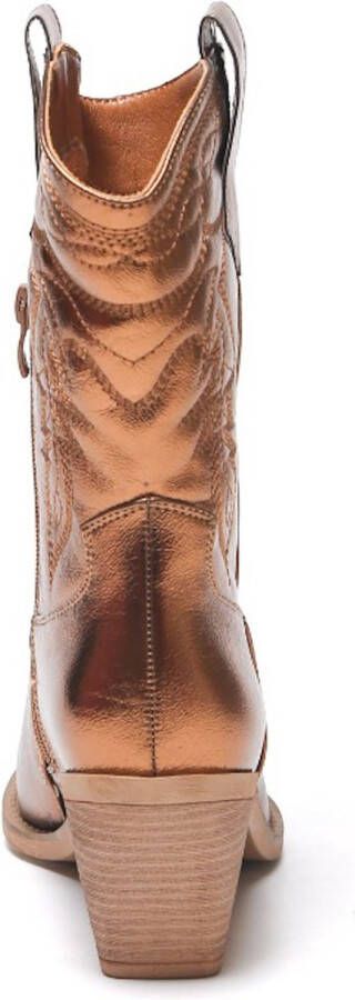 Weloveshoes SmileFavorites Dames Cowboylaarzen met Hak Brons Imitatieleer