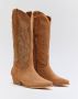 Weloveshoes SmileFavorites Dames Cowboylaarzen met Hak Camel Suedine - Thumbnail 3