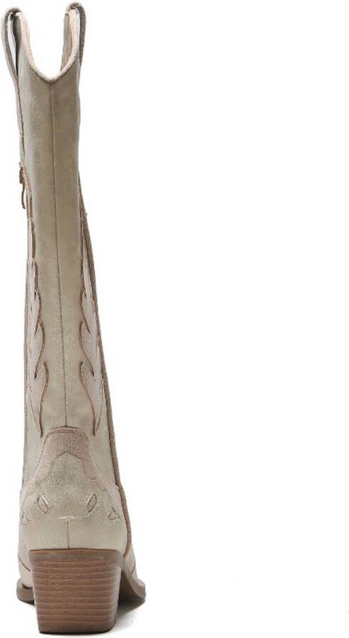 Weloveshoes SmileFavorites Dames Cowboylaarzen met Hak Goud Suedine