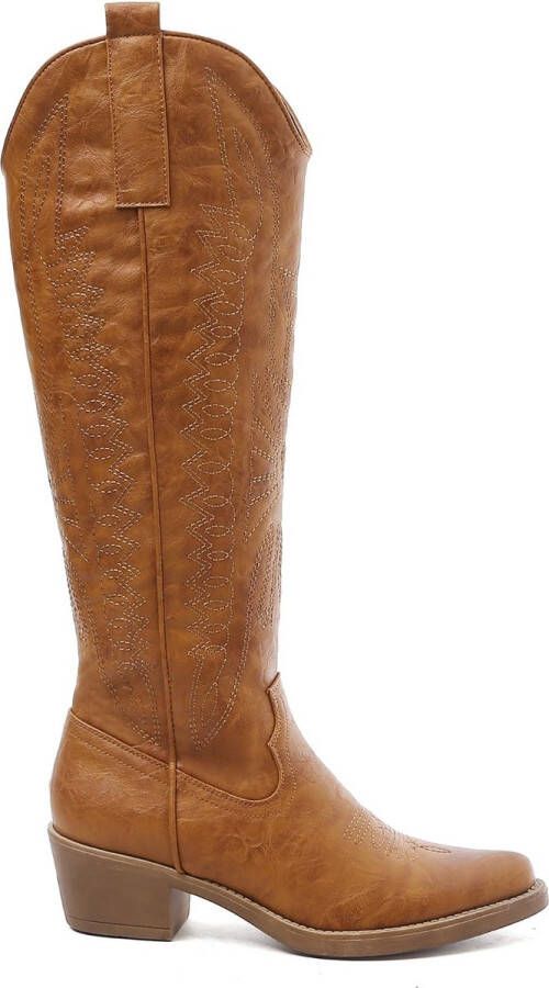 Weloveshoes Cyber Monday Deal Dames Cowboylaarzen met Hak Imitatieleer Camel - Foto 2
