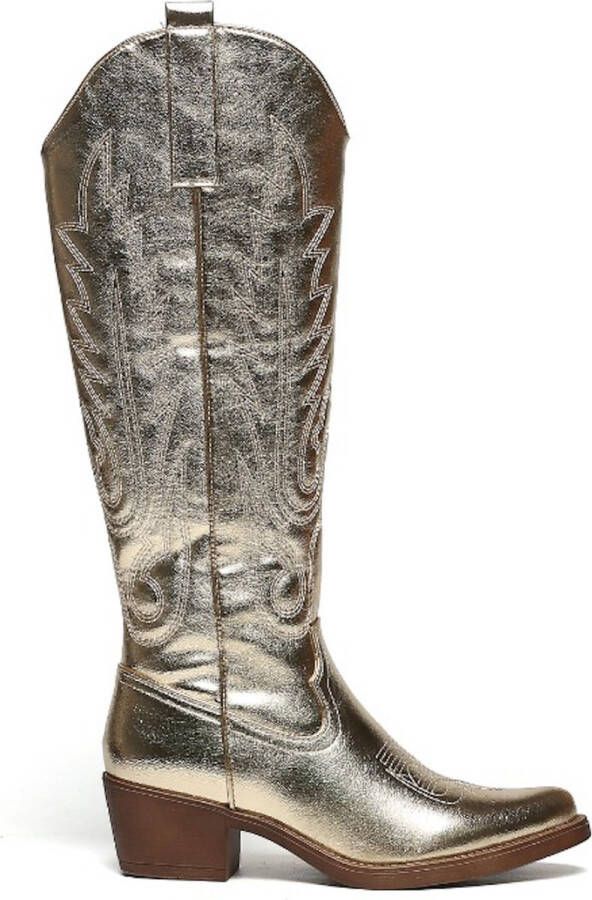 Weloveshoes Black Friday Deal Dames Cowboylaarzen met Hak Imitatieleer Goud