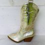 Weloveshoes SmileFavorites Dames Cowboylaarzen met Hak Imitatieleer Goud - Thumbnail 1