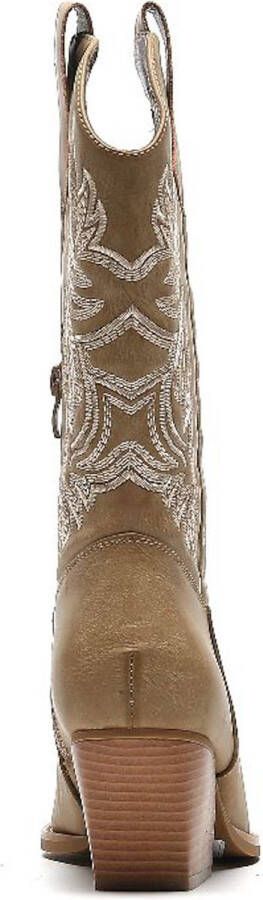 Weloveshoes SmileFavorites Dames Cowboylaarzen met Hak Imitatieleer Khaki