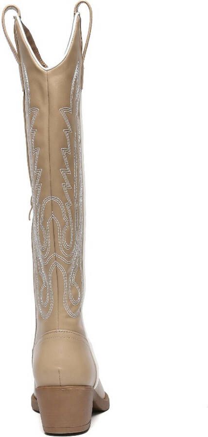 Weloveshoes Cyber Monday Deal Dames Cowboylaarzen met Hak Imitatieleer Taupe Khaki