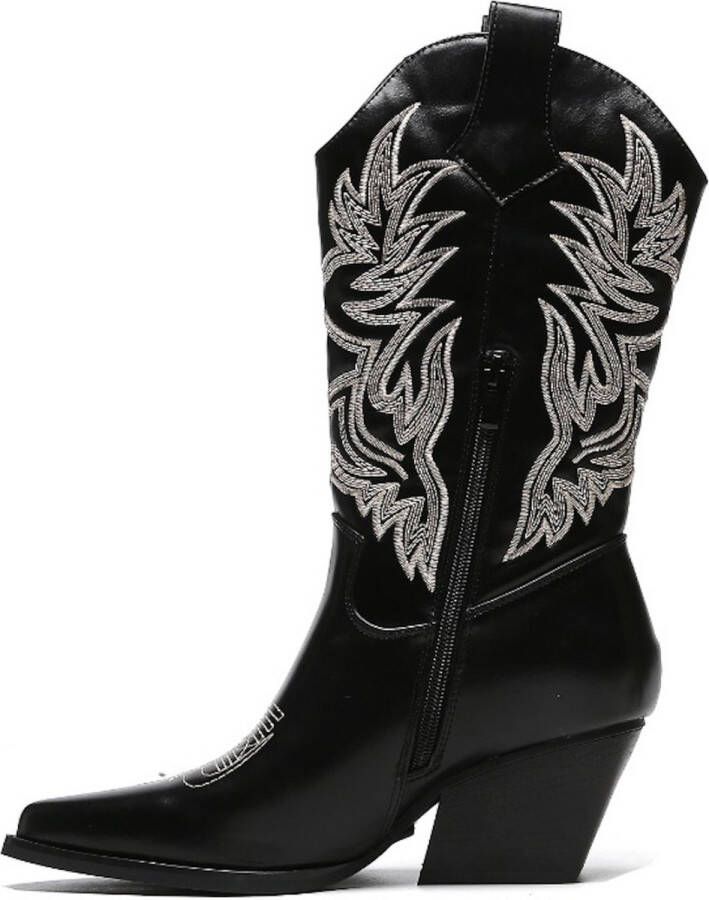 Weloveshoes Cyber Monday Deal Dames Cowboylaarzen met Hak Imitatieleer Zwart