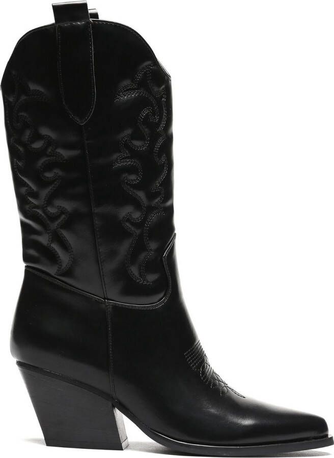 Weloveshoes SmileFavorites® Dames Cowboylaarzen met Hak Imitatieleer Zwart