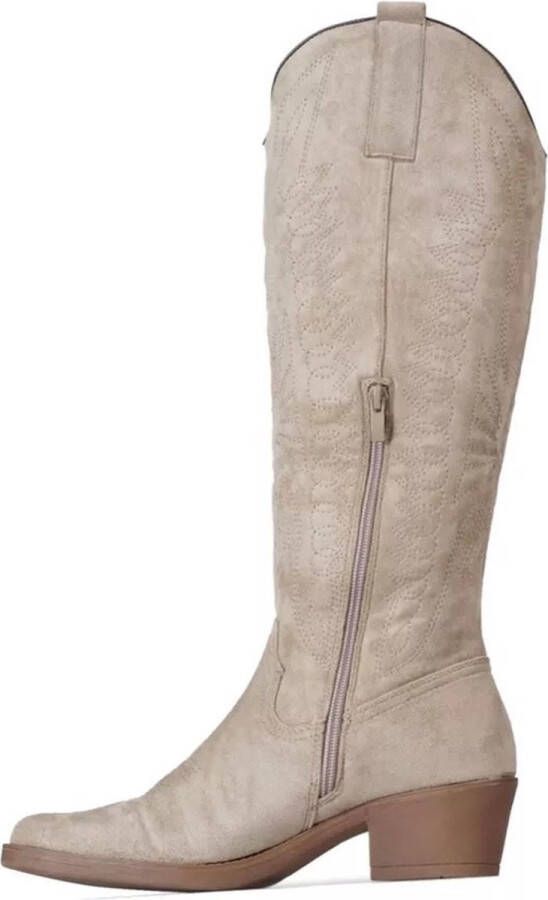 Weloveshoes Cyber Monday Deal Dames Cowboylaarzen met Hak Suedine Taupe Khaki