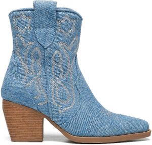 Weloveshoes SmileFavorites Cowboylaarzen met Hak Kort Blauw