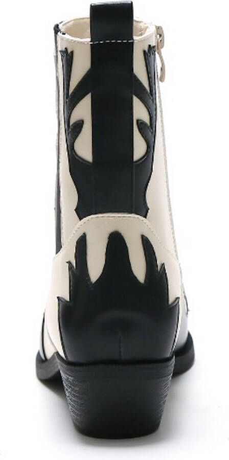 Weloveshoes Smile Favorites Dames Cowboylaarzen met Hak Kort Beige Imitatieleer