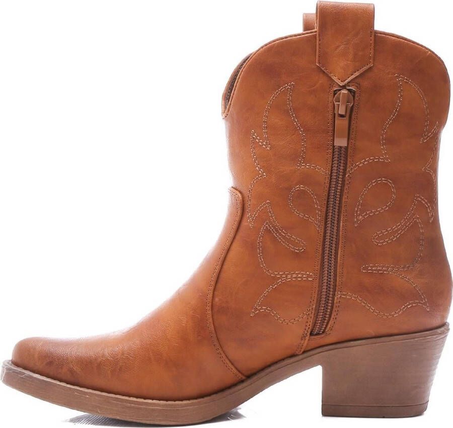 Weloveshoes Black Friday Deal Dames Cowboylaarzen met Hak Kort Imitatieleer Camel