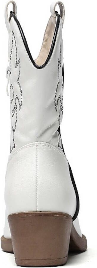 Weloveshoes Black Friday Deal Dames Cowboylaarzen met Hak Kort Imitatieleer Wit - Foto 2