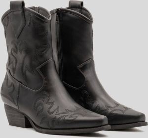 Weloveshoes SmileFavorites Cowboylaarzen met Hak Kort Imitatieleer Zwart