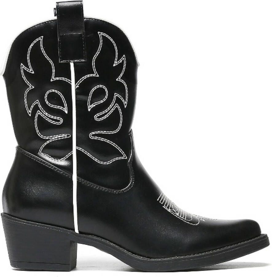 Weloveshoes Cyber Monday Deal Dames Cowboylaarzen met Hak Kort Imitatieleer Zwart