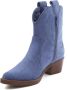 Goedkopeschoenen.com Smile Favorites Dames Cowboylaarzen met Hak Kort Blauw Suedine - Thumbnail 1